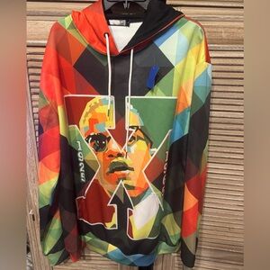 Colorful Graphic Men's Hoodie Malcolm X hoodie -collectible rare item sz large